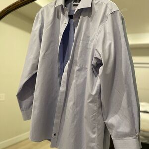 Hart Schaffner Marx 17.5 x 35 Blue button down dress Shirt EUC